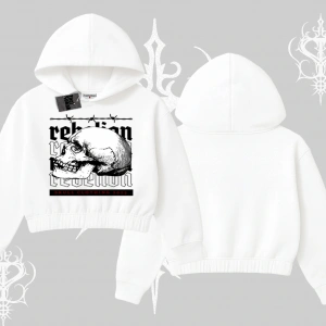 Kapşonlu Crop Sweatshirt Rebellion Skull Underground Street Legacy