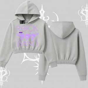 Kapşonlu Crop Sweatshirt Rock Band Street Noise Culture