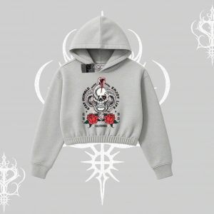 Kapşonlu Crop Sweatshirt Stay Humble Work Hard Enjoy Life