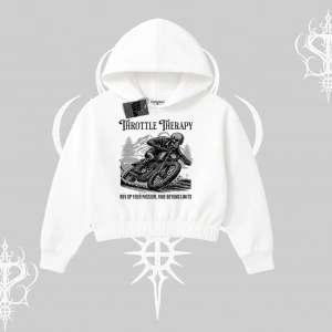 Kapşonlu Crop Sweatshirt Throttle Therapy No Brakes Just Freedom