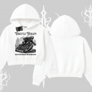 Kapşonlu Crop Sweatshirt Throttle Therapy No Brakes Just Freedom