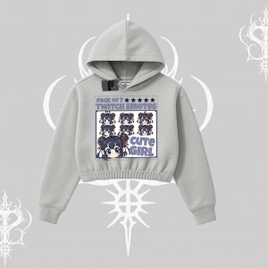 Kapşonlu Crop Sweatshirt Twitch Emotes Cute Girl Anime Expression