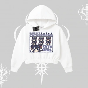 Kapşonlu Crop Sweatshirt Twitch Emotes Cute Girl Anime Expression