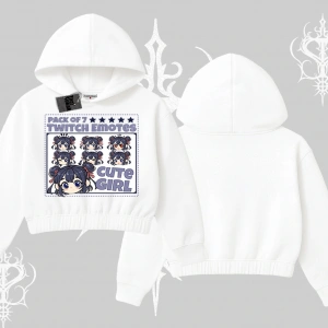 Kapşonlu Crop Sweatshirt Twitch Emotes Cute Girl Anime Expression