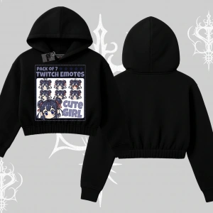 Kapşonlu Crop Sweatshirt Twitch Emotes Cute Girl Anime Expression