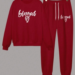 Kapşonlu İki Parça Moda Sıcak Artı Polar Yuvarlak Yaka Sweatshirt + Spor Eşofman Altı Basit H