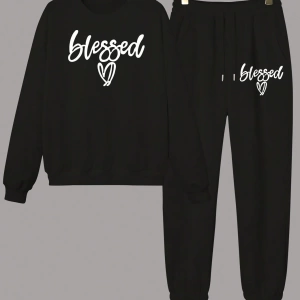 Kapşonlu İki Parça Moda Sıcak Artı Polar Yuvarlak Yaka Sweatshirt + Spor Eşofman Altı Basit H