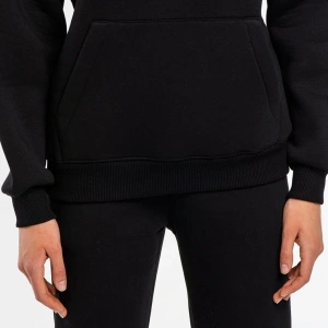 Kapşonlu Kadın Siyah Renkli 2 Iplik Polarlı Eşofman Takımı Cy84201