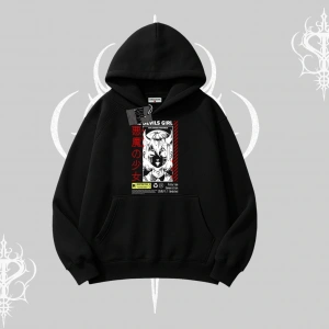 Kapşonlu Sweatshirt Anime Devils Girl Japanese Style Baskılı