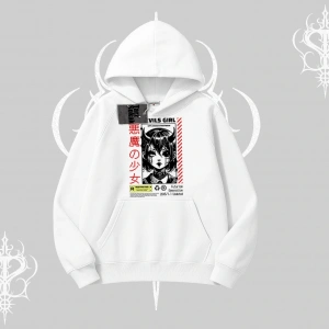 Kapşonlu Sweatshirt Anime Devils Girl Japanese Style Baskılı