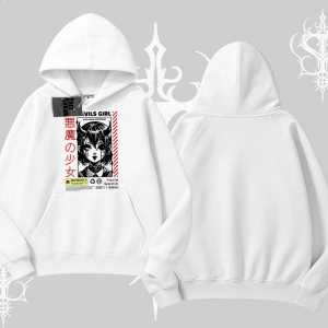 Kapşonlu Sweatshirt Anime Devils Girl Japanese Style Baskılı