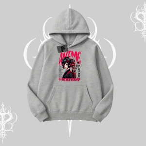 Kapşonlu Sweatshirt Anime Girlfriend Kırmızı