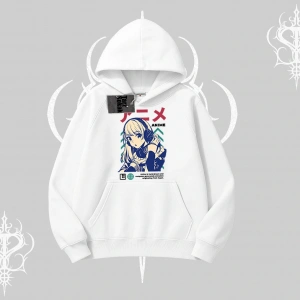 Kapşonlu Sweatshirt Anime Kız Desenli Japon Tarzı