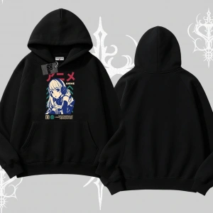 Kapşonlu Sweatshirt Anime Kız Desenli Japon Tarzı