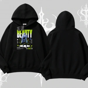 Kapşonlu Sweatshirt Anime Unity Neon Detaylı Grafik Baskılı