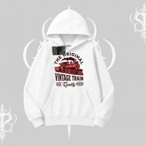 Kapşonlu Sweatshirt Classic Railroad Vintage Train Street Aesthetic