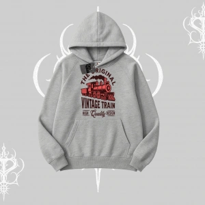 Kapşonlu Sweatshirt Classic Railroad Vintage Train Street Aesthetic