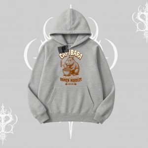Kapşonlu Sweatshirt Cute Capybara Enjoying Ramen Noodles Artwork