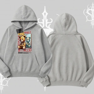 Kapşonlu Sweatshirt Fake Smile Mood Ayıcık Grafik Baskılı