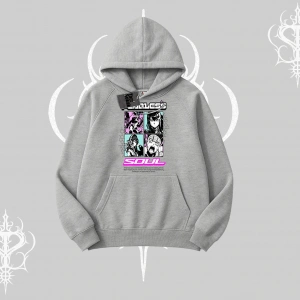 Kapşonlu Sweatshirt Fearless Soul Anime Kolaj Baskılı