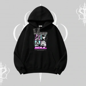 Kapşonlu Sweatshirt Fearless Soul Anime Kolaj Baskılı