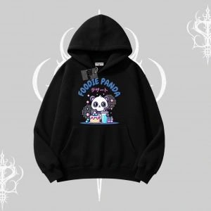 Kapşonlu Sweatshirt Foodie Panda Tatlı ve Sevimli Panda Baskılı
