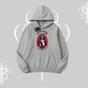 Kapşonlu Sweatshirt Hard Rock Winged Guitar Rebellion