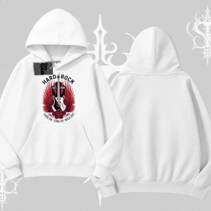 Kapşonlu Sweatshirt Hard Rock Winged Guitar Rebellion