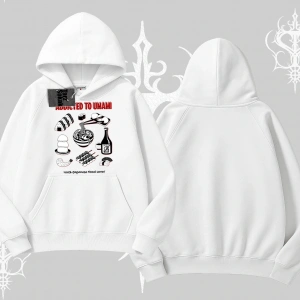 Kapşonlu Sweatshirt Japon Mutfağı Umami Temalı Baskılı