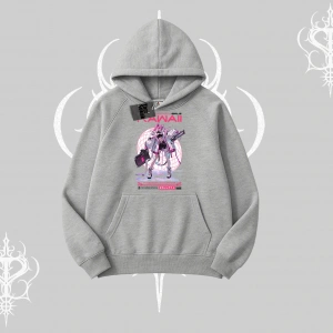Kapşonlu Sweatshirt Kawaii Cyberpunk Kız Japon Stil Baskı