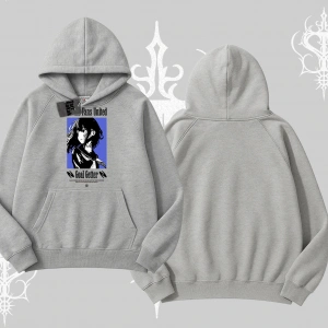 Kapşonlu Sweatshirt Oversize Anime Kız Baskılı