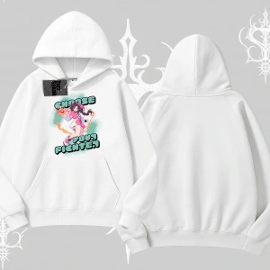 Kapşonlu Sweatshirt Oversize  Anime Kız Desenli Japon Stil