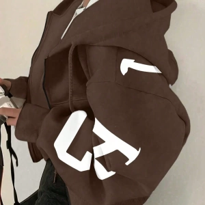 Kapşonlu Sweatshirt Polarlı Sweatshirt, Bol Kesim Kısa Ceket, Sonbahar/Kış, Üç Çeyrek  Model 5163