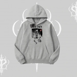 Kapşonlu Sweatshirt Punk Rock Chaos Skeleton Riot