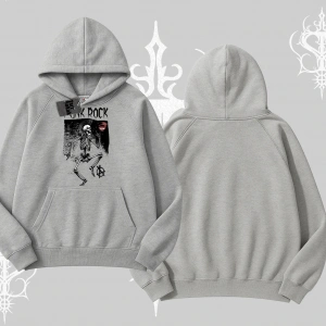 Kapşonlu Sweatshirt Punk Rock Chaos Skeleton Riot