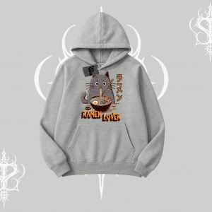 Kapşonlu Sweatshirt Ramen Lover Kedi Anime Baskılı