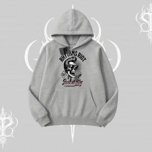 Kapşonlu Sweatshirt Rhythms Riot Vintage Rockabilly Skull Street Aesthetic