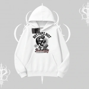 Kapşonlu Sweatshirt Rhythms Riot Vintage Rockabilly Skull Street Aesthetic