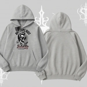 Kapşonlu Sweatshirt Rhythms Riot Vintage Rockabilly Skull Street Aesthetic