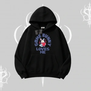 Kapşonlu Sweatshirt Sevimli Tavşan Some Bunny Loves Me Baskılı