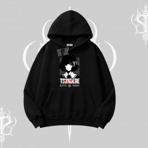 Kapşonlu Sweatshirt Tsundere Anime Japanese Style Baskılı