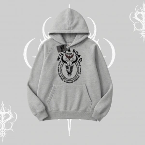 Kapşonlu Sweatshirt Wild & Road Western Skull Biker Street Culture