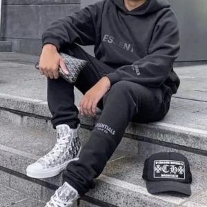 Kapüşonlu Dijital Baskılı Tam Kışlık %100 Pamuk Oversize Erkek Eşofman Takımı