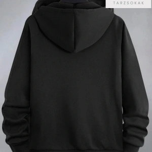 Kapüşonlu Unisex Siyah El Baskılı Fermuarlı