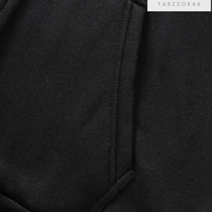 Kapüşonlu Unisex Siyah El Baskılı Fermuarlı