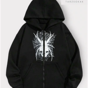 Karadul Ağ Desen Sweatshirt Fermuarlı Hırka