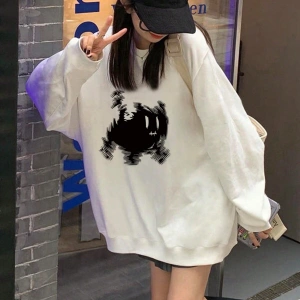 Karikatür Desenli Damla Sweat Beyaz