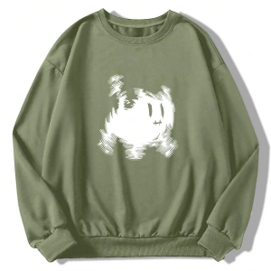 Karikatür Grafik Damla Sweat Yeşil