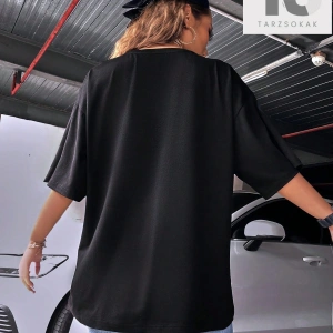 Karikatür Grafik Düşük Omuz Büyük Boy Tişört