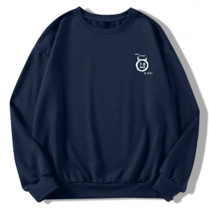 Karikatür & Harf Grafik Düşük Omuz Oversize Sweat Lacivert